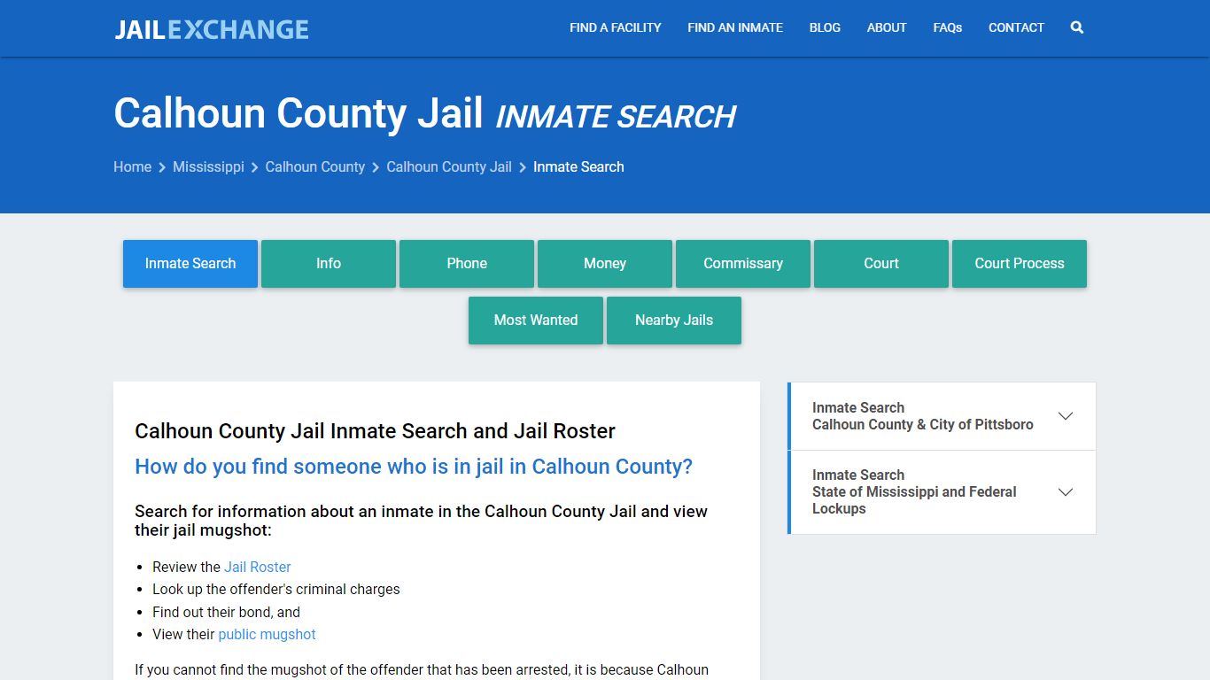 Calhoun County Inmate Search | Arrests & Mugshots | MS - Jail Exchange